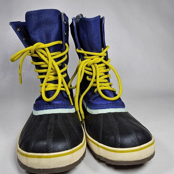 Sorel Womens Waterproof Premium Blue Canvas & Rubber Winter Snow Boots Size 9 - Picture 3 of 11